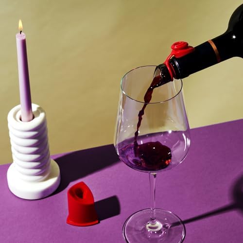 Innovine Wine Aerator Pourer with Built In Stopper, Tilt Design to Enhanced Flavor and Smooth Taste, Easy Pour, No Drip, Perfect for Red & White Wines, Home Bar Accessories, Set of 1, Raspberry