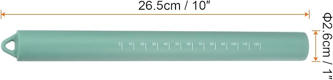 HARFINGTON Silicone Rolling Pin 10" Silicone Surface Non-Stick Stainless Steel Inner Core Dough Roller Kitchen Roller for Baking Pastry Pizza Fondant Bread, Green