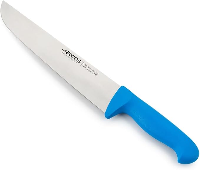 Arcos Butcher Knife 10 Inch Nitrum Stainless Steel and 250 mm blade. Professional Cooking Knife For Cutting Meat, Fish and Vegetables. Ergonomic Polyoxymethylene Handle. Series 2900. Color Blue