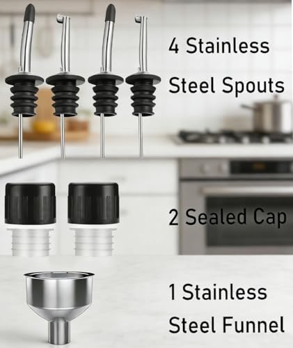 Glass Oil Dispenser for Kitchen, White Olive Oil Dispenser Bottle & Vinegar Dispenser Set, 17 oz Borosilicate Glass Cooking Oil Container, Oil Bottle with Leak-Proof Spout，
