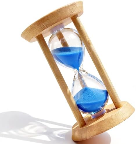 PROLOSO 10 Min Wooden Sand Timers 10 Minutes Glow in The Dark Hourglass Large Bamboo Sand Clock Sandglass for Yoga Reading Home Office Decor