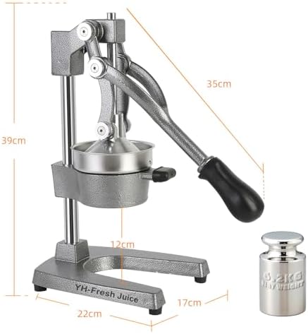 juice.Hand Press Juicer Machine, Manual Orange Juicer and Professional Citrus Juicer for Orange Juice Pom Lime Lemon Juice,Home and Commercial Extractors Squeezer, Easy to Clean, Gray