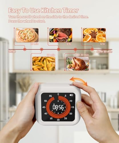 Digital Magnetic Visual Kitchen Timer, Up to 11H 59M Countdown & Count Up