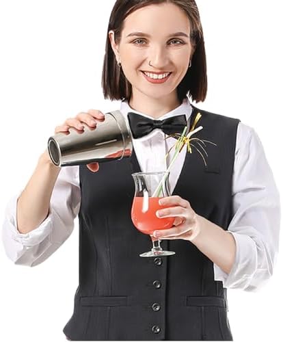 Lily's Home 6-Piece Boston Cocktail Shaker Set: Boston Shaker Cocktail Set,Mixing Glass, Mixing Spoon,Dual Sided Jigger and Stainer,for Home Mixology,Cocktail Lovers & Beginner