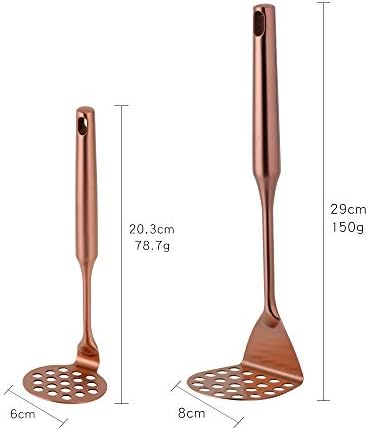 Potato Masher ，Stainless Steel Potato Ricer Press，Ergonomic Horizontal Handle &Multi-Function for Smooth Creamy Mashed Potato,Fruits,Vegetables Baby Food (2pcs, rose gold)