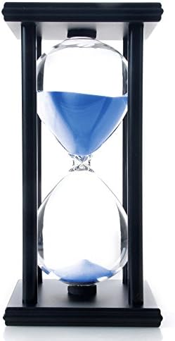 60 Minutes Hourglass, Wood Sand Timer, Blue