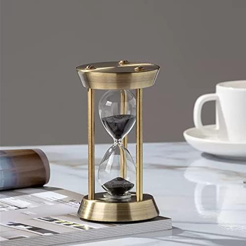 Hourglass Timer, 15 Minutes Hourglass Timer, Embossed White Sand Metal Glass Hourglass Timer, Used for Vintage Home Decoration, Office Decoration, Kitchen Wedding Gifts (F)