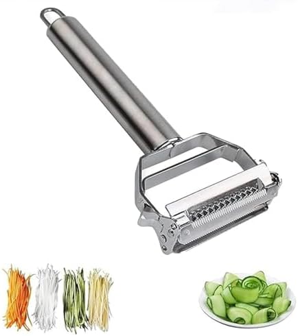 2-in-1 Julienne and Vegetable Peeler, Stainless Steel Kitchen Slicer, Multi-Functional Cutter for Vegetables and Fruits