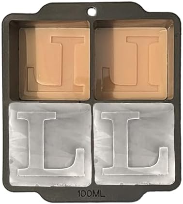 Monogrammed Ice Cubes Mold with Lid, 2 inch Whiskey Ice Cube Tray, Personalized Initials Silicone Cocktail Ice Cube Mold, Wedding Monogram, Thank You Gift, Gifts for Dad (Letter L)