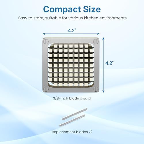 3/8" Chopper Blade, Replacement French Fry Cutter Blade with Stainless Steel Blade and Pusher Block, Chopper Dicer for Fruit Vegetable Cutting Machine Tomato French Fries Cutter, Silver