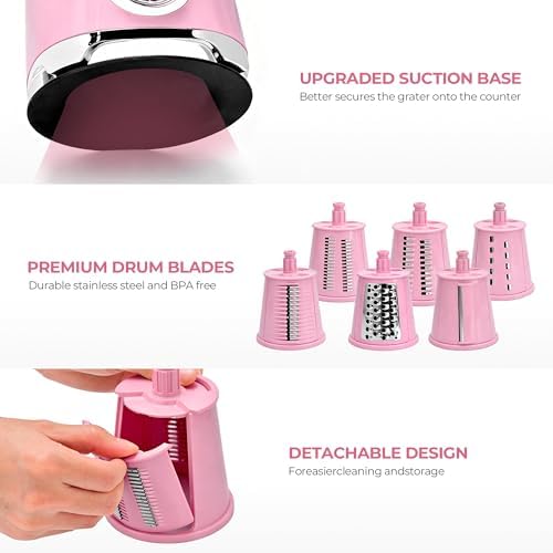 SUSTEAS Rotary Cheese Grater Hand Crank, Kitchen Shredder Vegetable Slicer
