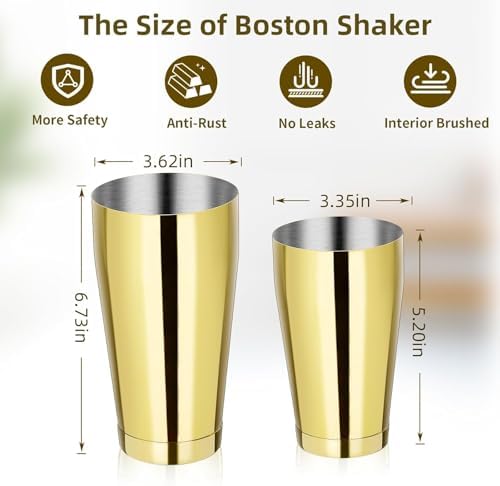 Homestia 6 Pcs Boston Cocktail Shaker, 18 oz & 28 oz Weighted Shaker Tins