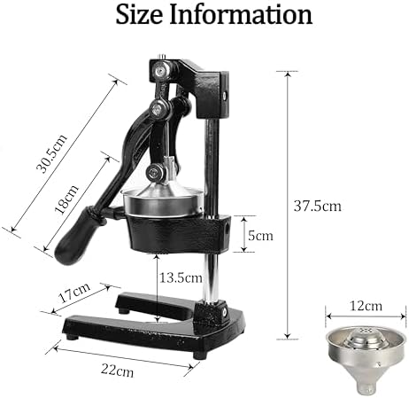 LIU&LIU Citrus Juicer,Manual Citrus Juicer with Conical Pressure Plates,Hand Juice Extractor for Home,Café,Bar,Black