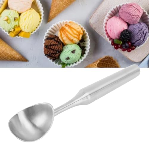 Ice Cream Scoop, Metal Ice Cream Scooper, Stainless Steel Ice Cream Scoop, Nonstick Anti Freeze One Piece Scooper Spoon, Long Handle Ice Cream Ball Spoon for Ice Cream, Cookie Dough, Sorbet (Silver)