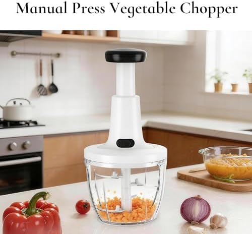 Manual Hand‑Push Food Chopper, Vegetable Dicer Mincer for Onion Garlic