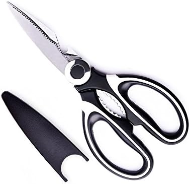 Kitchen Scissors, Ultra Sharp Multifunction Shears for Chicken/Poultry/Fish/Meat/Vegetables/Herbs/BBQ's, Black