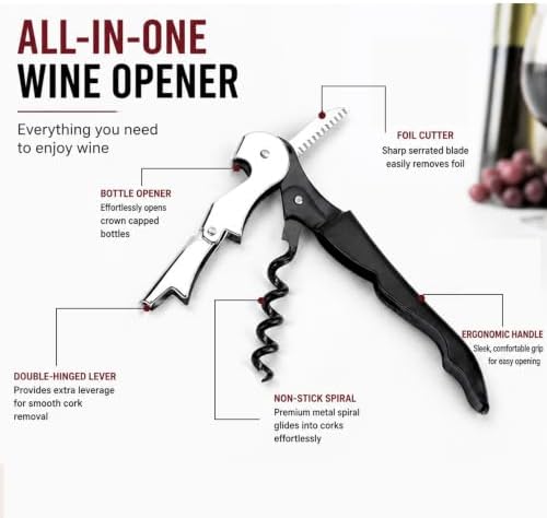 12 Pack Black Wine Key Corkscrew, Stainless Steel Waiter's Opener