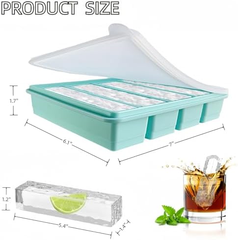 Silicone Ice Cube Trays Large for Whisky, Collins Ice Cube Mold Tray with Lid Also Used for Butter Mold, Easy Release Reusable, 2 Count
