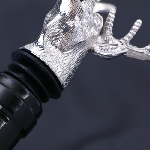 Cabilock 2pcs Christmas Deer Head Wine Pourer, Silicone Wine Aerators Deer Stag Head, Liquor Bottle Decanter Bar Accessories Party Favor for Alcohol Spirits Whiskey