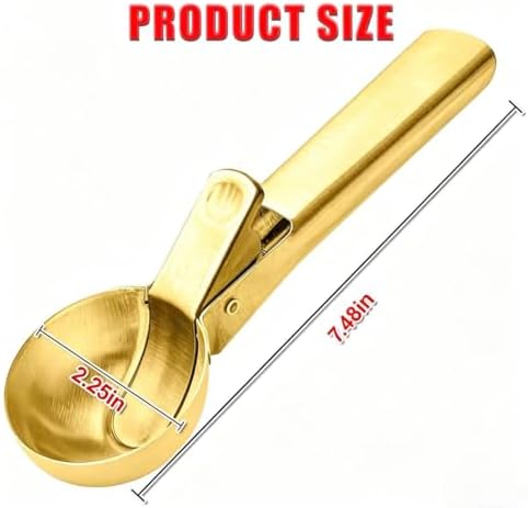 Ice Cream Scoop,Portable Stainless Steel Ice Cream Scoop with Trigger and Comfortable Handle,Dishwasher Safe,DIY Ice Cream,Gelato,Sorbet (Golden)