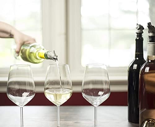 TXOKO Premium Stainless Steel Wine Pourer, Aerator and Decanter - Pour Spout for Red, White and Rose Wine, Liquor and Olive Oil! Gift Box Packaging includes extra stopper.