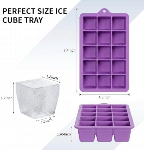 Silicone Ice Cube Tray 2 Pack, HANCELANT Ice Cube Mold, Ice Trays for Freezer with Lid for Whiskey, Cocktail, Drinks and Food, Freezer, BPA Free, Easy Release
