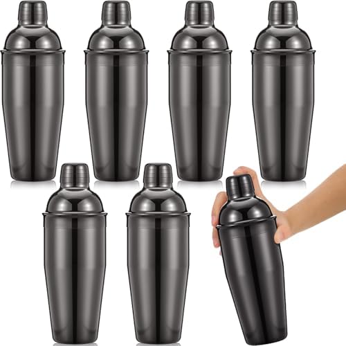 Nitial 6 Pcs Bar Cocktail Shaker Stainless Steel, Black, 25 oz