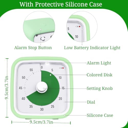 Visual Timer for Kids and Adult, 60-min Countdown Timer, LightGreen