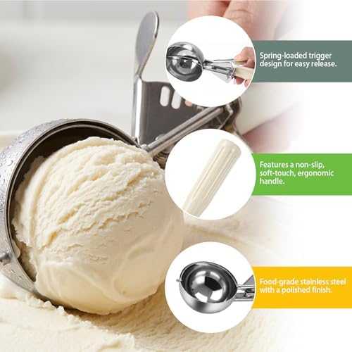 4.67oz Ice Cream Scoop with Trigger, 18/8 Stainless Steel