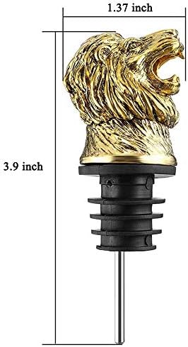 Lion Head Wine Pourer Spout, Animals Shape Aerator, Perfect Festival Gift Set, Zinc Alloy, for Home and Bar, 1Pcs(Golden)