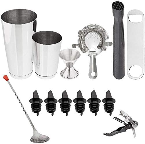 Tiger Chef 14 Piece Stainless Steel Cocktail Bar Tool Set