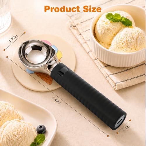 Heated Ice Cream Scoop Rechargeable, with LED Display Screen(Black)