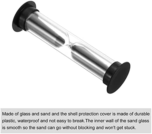 PATIKIL 2 Minute Sand Timer, 4Pcs Small Sandy Clock with Plastic Cover, Count Down Sand Glass for Games, Kitchen, Party Favors DIY Decoration, Black