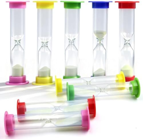 PROLOSO 1 Minute Sand Timers Colorful Countdown Hourglass Glow in the Dark Sandglass Sand Clock for Kids Games Toothbrush 10 Pcs