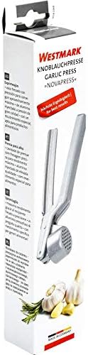 Westmark Garlic Press “Novapress” – German Heavy-Duty Garlic Crusher & Mincer, Rust Proof Mincer Tool, Easy Squeeze Ergonomic Hand Press, Ginger Presser with Durable Aluminium Metal Construction