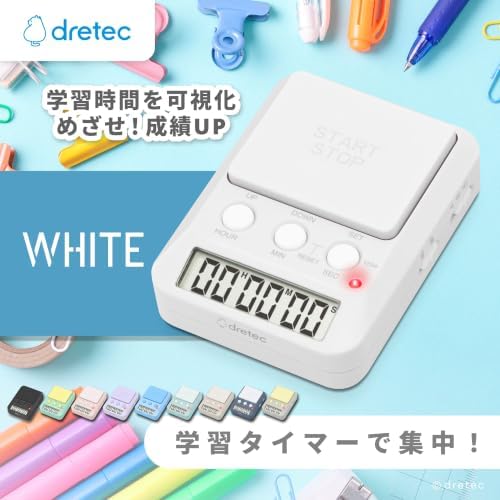 dretec Learning Timer, for Studying, Large Button, Count Function Until The Target Date, Translucent Black, Officially Tested in Japan(1 Starter AAA Battery Included)