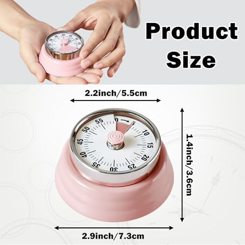 60-Minute Magnetic Visual Timer, Silent Operation and No Battery Needed, Time Management Tools for Kitchen, Homeschool Desk, Office Meetings & Home Learning Timer (Pink-X2)
