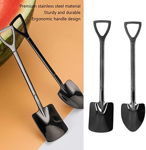 2Pcs 6 Inch Stainless Steel Shovel Spoons,Ergonomic Handle Ice Cream Scoop for Dessert Fruit Yogurt, Mini Kitchen Tableware Tools for Home Restaurant(#5)