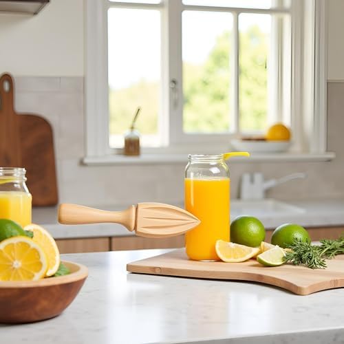 Wooden Citrus Reamer,Handheld Hand Citrus Lemon Juicer,Portable Fruit Squeezer,Kitchen Juicing Tool,Manual Orange Lemon Juice Reamer for Daily Home Bar Cafe Restaurant Use (Pack of 2)