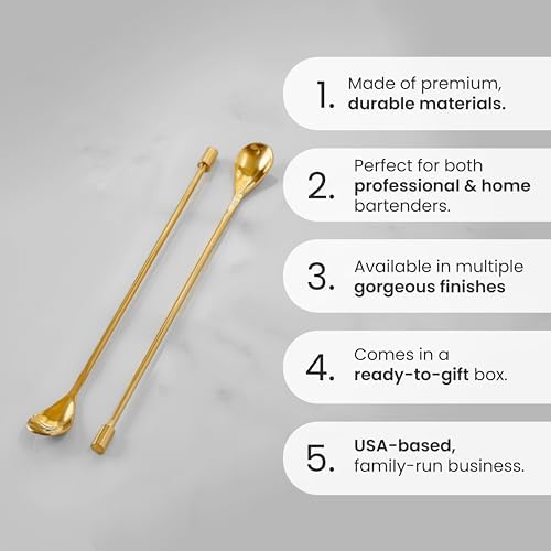 A Bar Above Bar Mixing Spoon Set, Spiral Handle Stainless Steel, Smooth