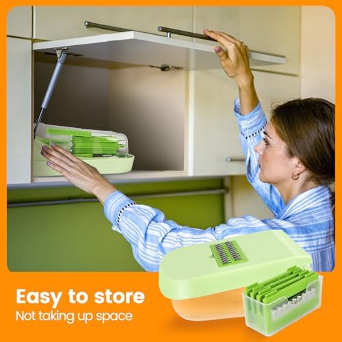 17-in-1 Vegetable Chopper, Multifunctional Veggie Chopper Dicer, Vegetable Cutter with Container, French Fry Cutter for Potatoes, Onion Chopper with Hand Guard, Essential Kitchen Tool for Salad, Fruit