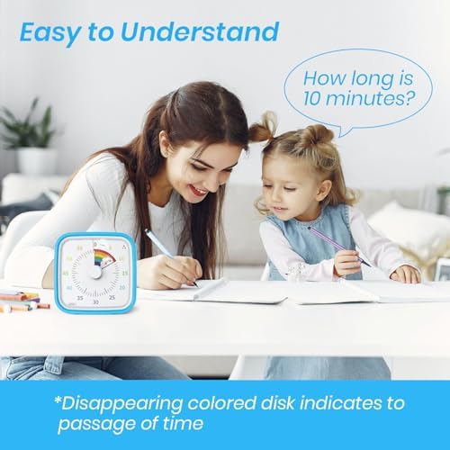 Yunbaoit Rainbow Visual Timer for Kids, 60-min Countdown Timer, Blue