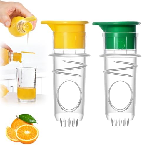 Screw Top Lemon Squeezer, 2026 New Hand Juicer Squeezer, Portable Manual Juicer for Travel, Multifunctional Fruit Juicers for Home Use (2pcs, Yellow+Green)