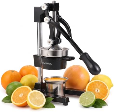 Manual Cast Iron Lemon Squeezer, Black Citrus Juicer