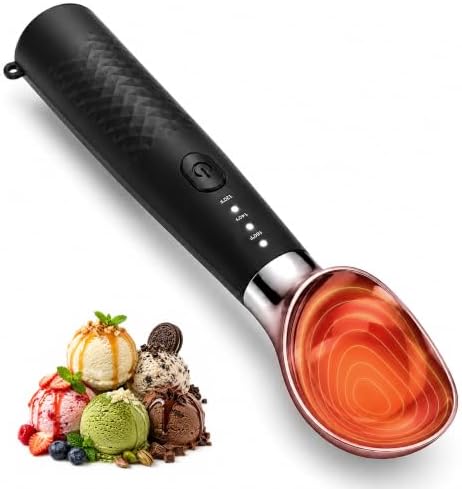 Heated Ice Cream Scoop, Rechargeable Electric Scoop with 3 Temp Levels