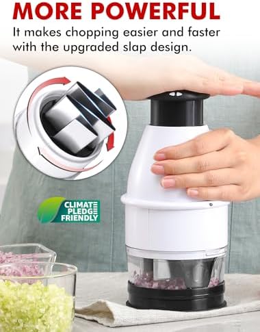 Geedel Food Chopper Vegetable Cutter, Easy to Clean Manual Veggie Onion Garlic Nut Chopper Dicer, Dishwasher Safe Vegetable Chopper with Container for Onions Nuts Garlic Veggies Salads, No BPA, White