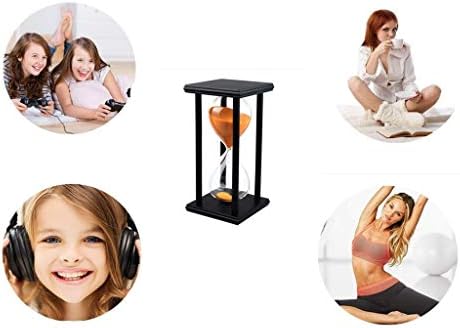 Lodunsyr Sandglass 60 Minutes Timer Hourglass for Ornament Decoration Restaurant Living Room Home Closet Office Desk Bedroom Party Festival Christmas Wooden Frame Sand Timer Clock Orange