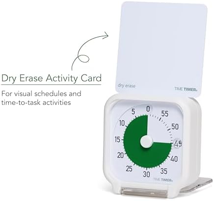Time Timer 3 Inch Visual Timer – 60-Minute Quiet Portable Countdown Timer for Kids, Teachers, Students & Adults – Helps with Focus, Transitions, ADHD, Autism & Time Blindness – (Green & White)