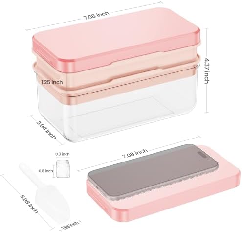 PHINOX Ice Cube Tray with Lid and Bin, Easy Release 56 Cubes for Freezer