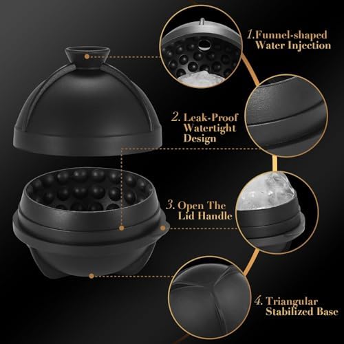 Nax Caki 3D Soccer Ice Cube Molds, Novelty Soccer Gifts Stuff for Men, 2.5" Large Silicone Round Ball Ice Cube Tray for Cocktails,Bourbon,Brandy, Whiskey